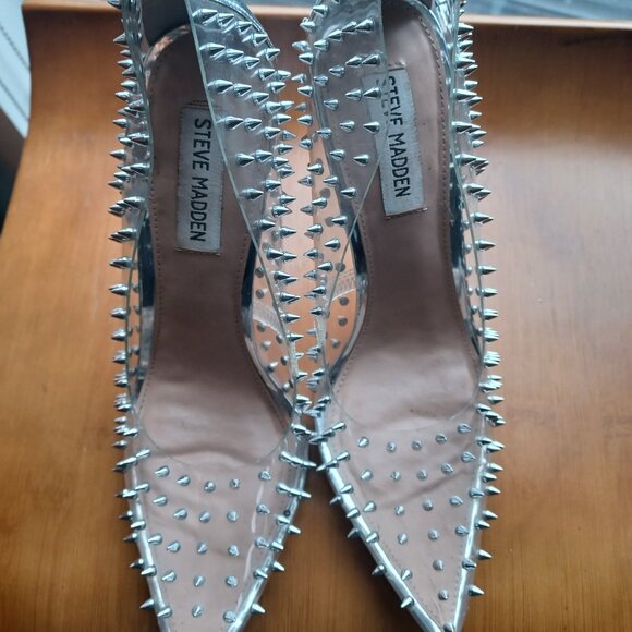 Steve Madden Heels Studs Clear 8 - Picture 3 of 9